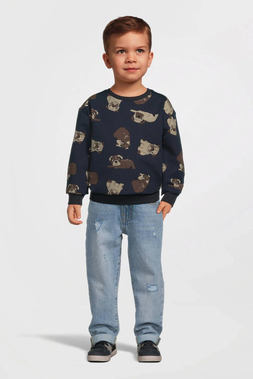 NAME IT sweater NMMRASMUS met all over print donkerblauw