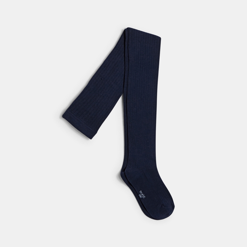 Collants en tricot côtelé bleus fille