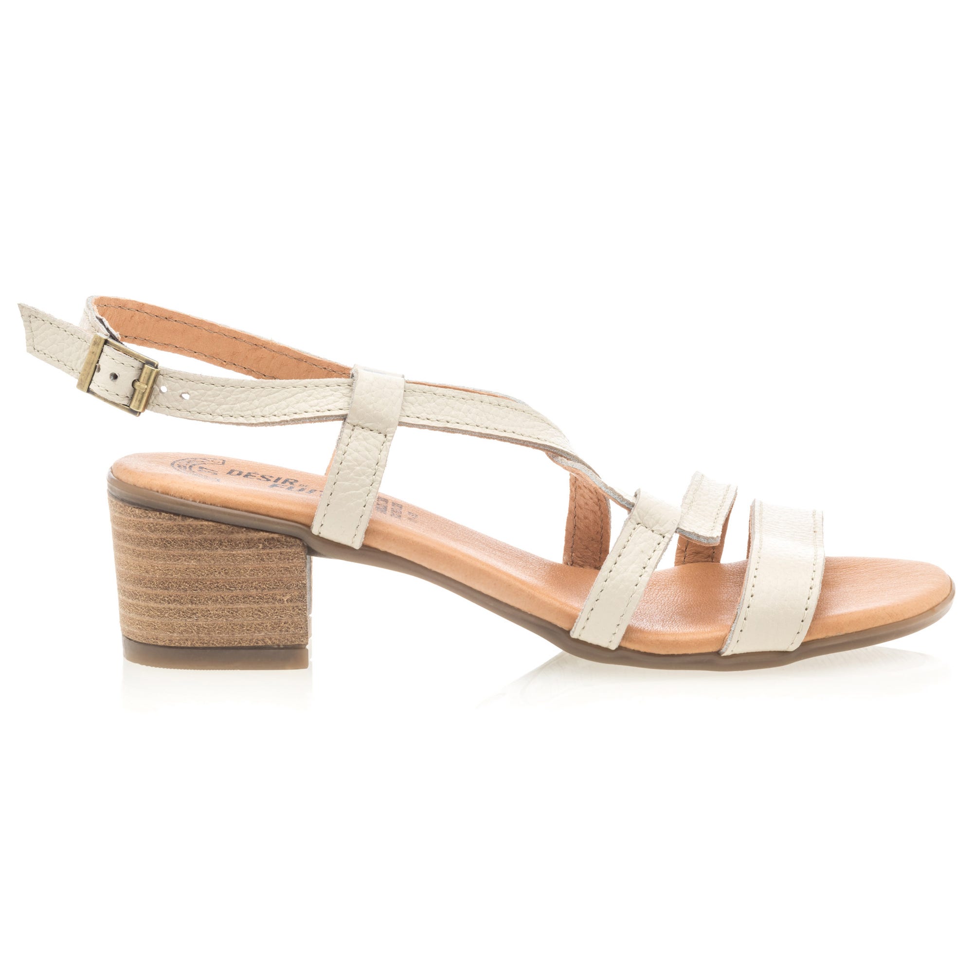 Nu-pieds à talon compensé Femme en cuir beige