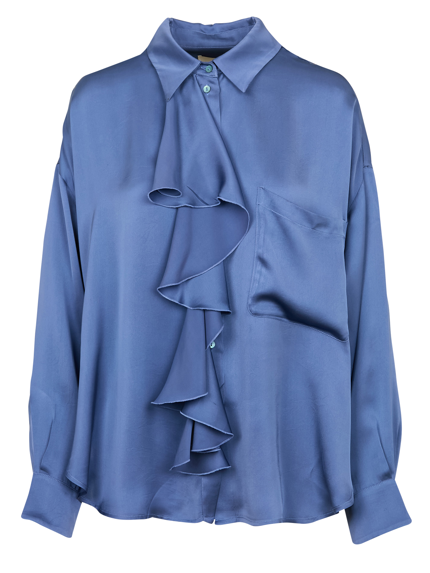 FUJITA - Chemise droite à volants en soie | Blanc