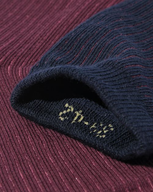 chaussettes à rayures en coton pour femmes - 5 paires violet foncé