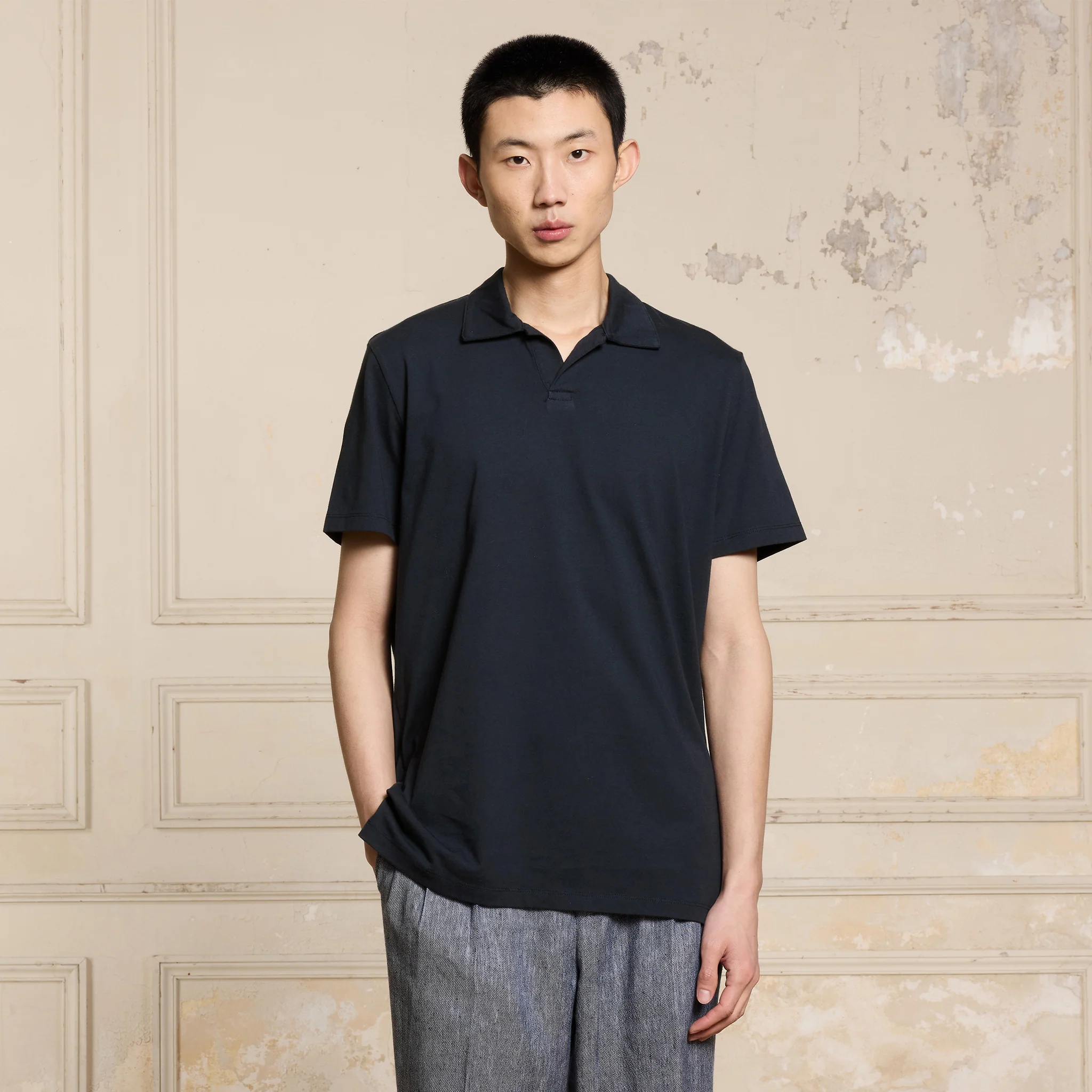 Navy Supima cotton polo shirt