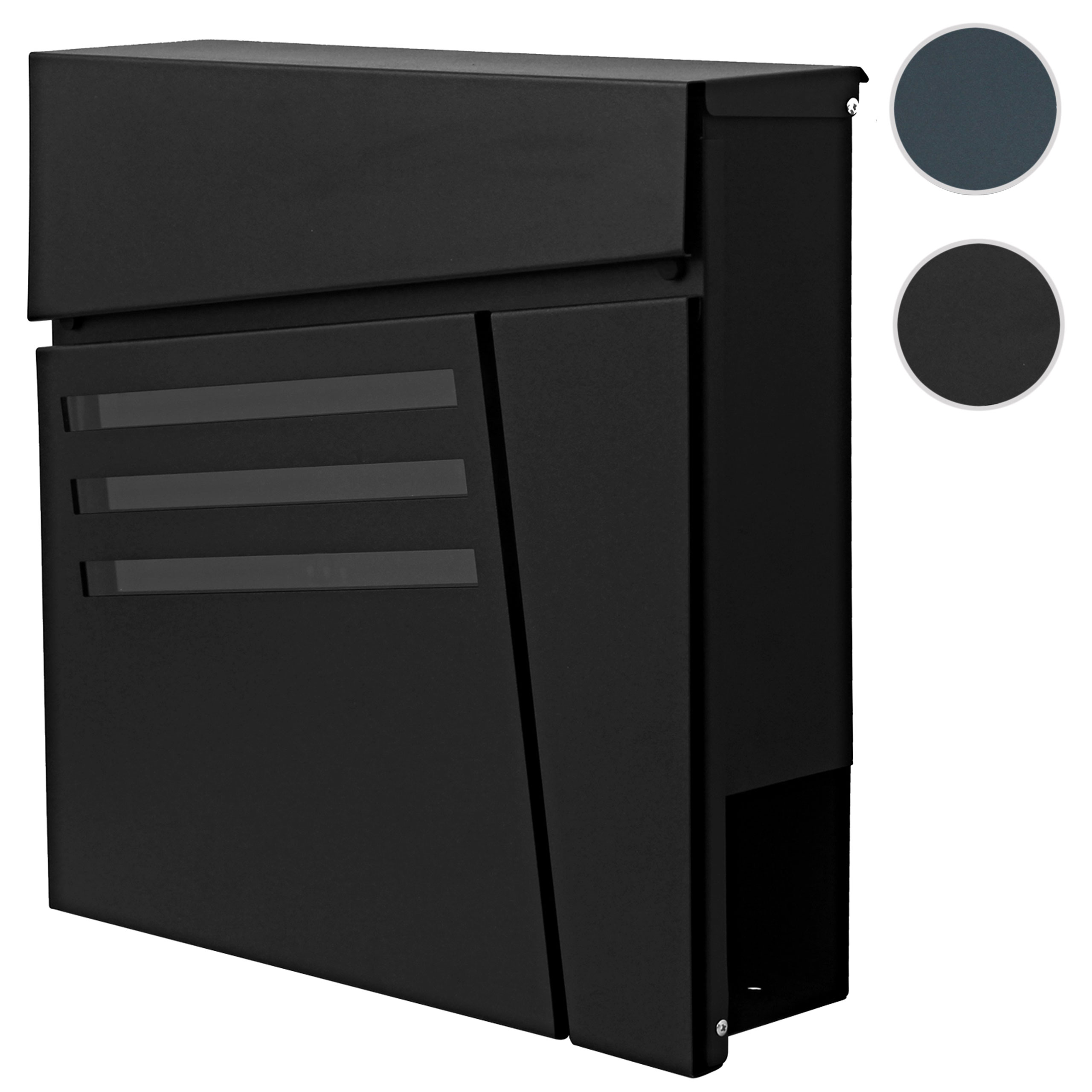 Briefkasten MCW-B28, Wandbriefkasten Postkasten Zeitungsfach, pulverbeschichtet ~ schwarz