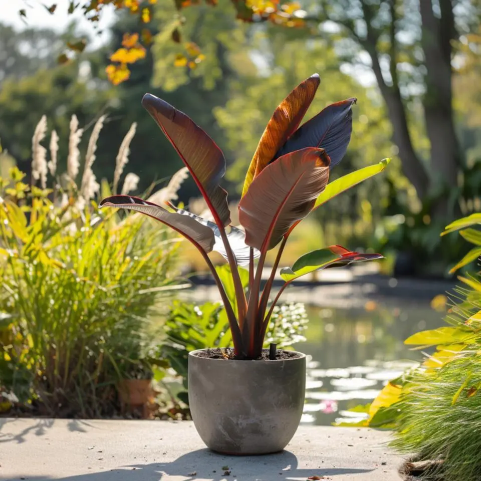 Rode bananenplant - Set van 2 - Ensete ventricosum - Hoogte 55-70cm - ⌀21cm