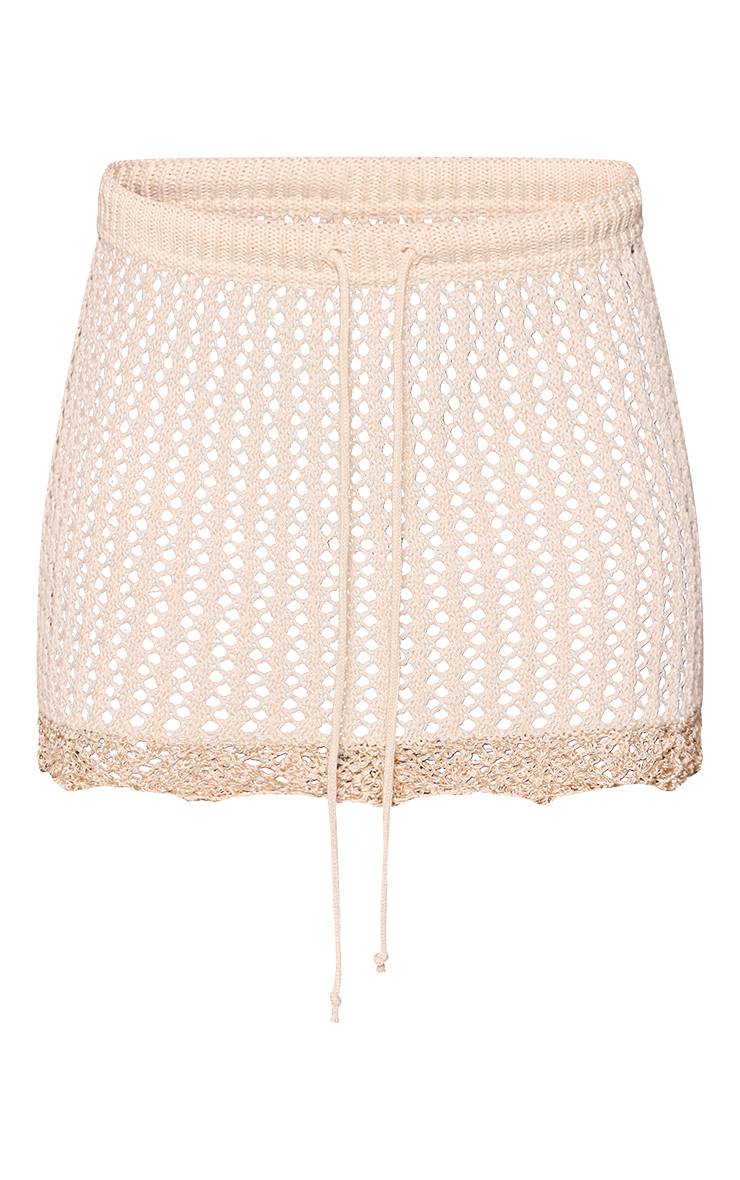 Avoine Mini Jupe En Crochet Avec Détail Pompons