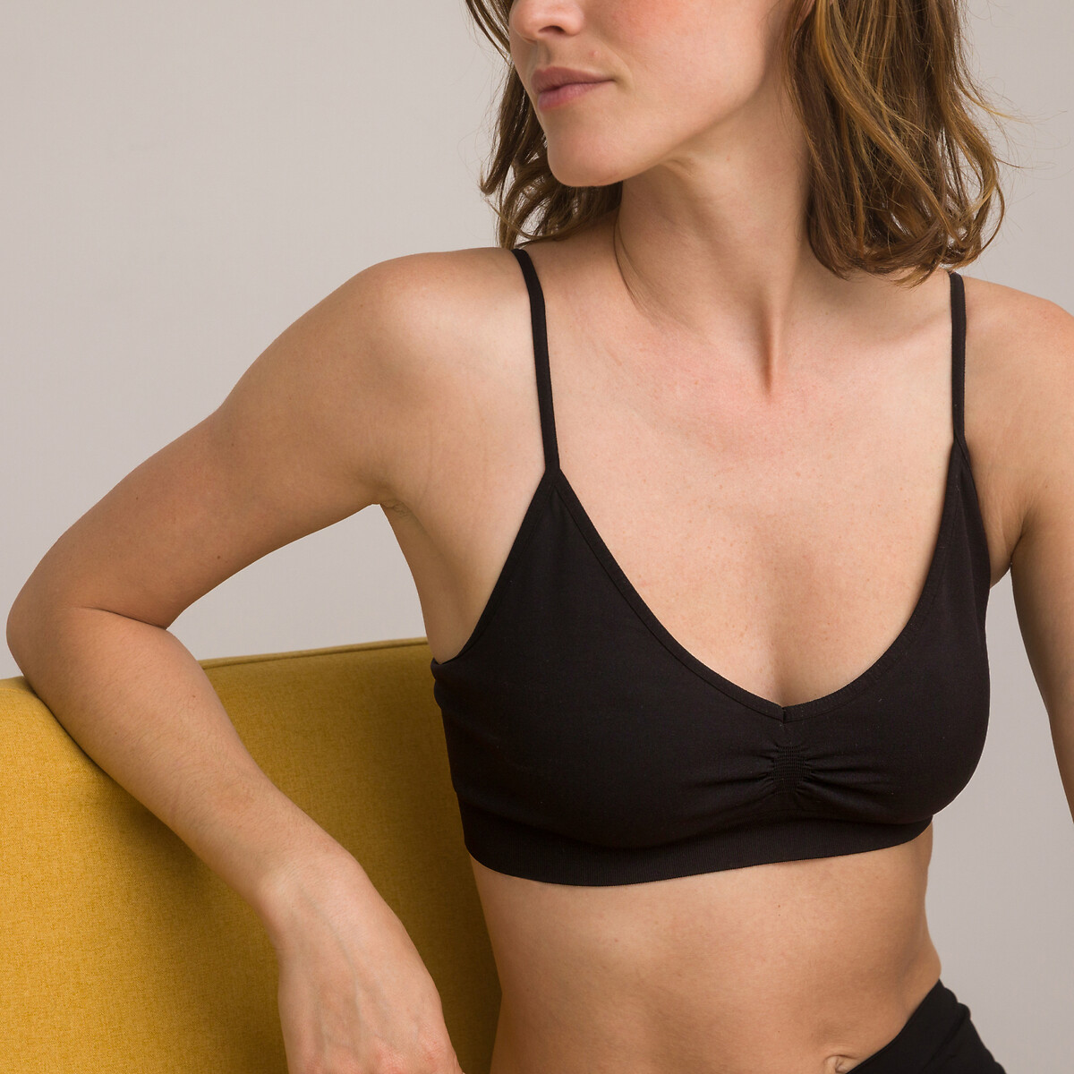 COLEÇÕES LA REDOUTE<br>Bustier com alças finas, sem costura, cor Milky