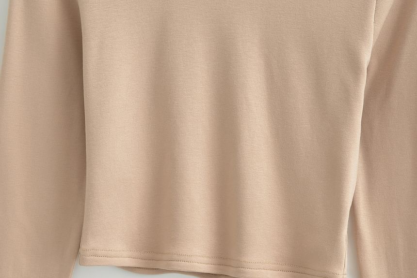 Klevy - Lange mouwen coltrui effen cropped T-shirt