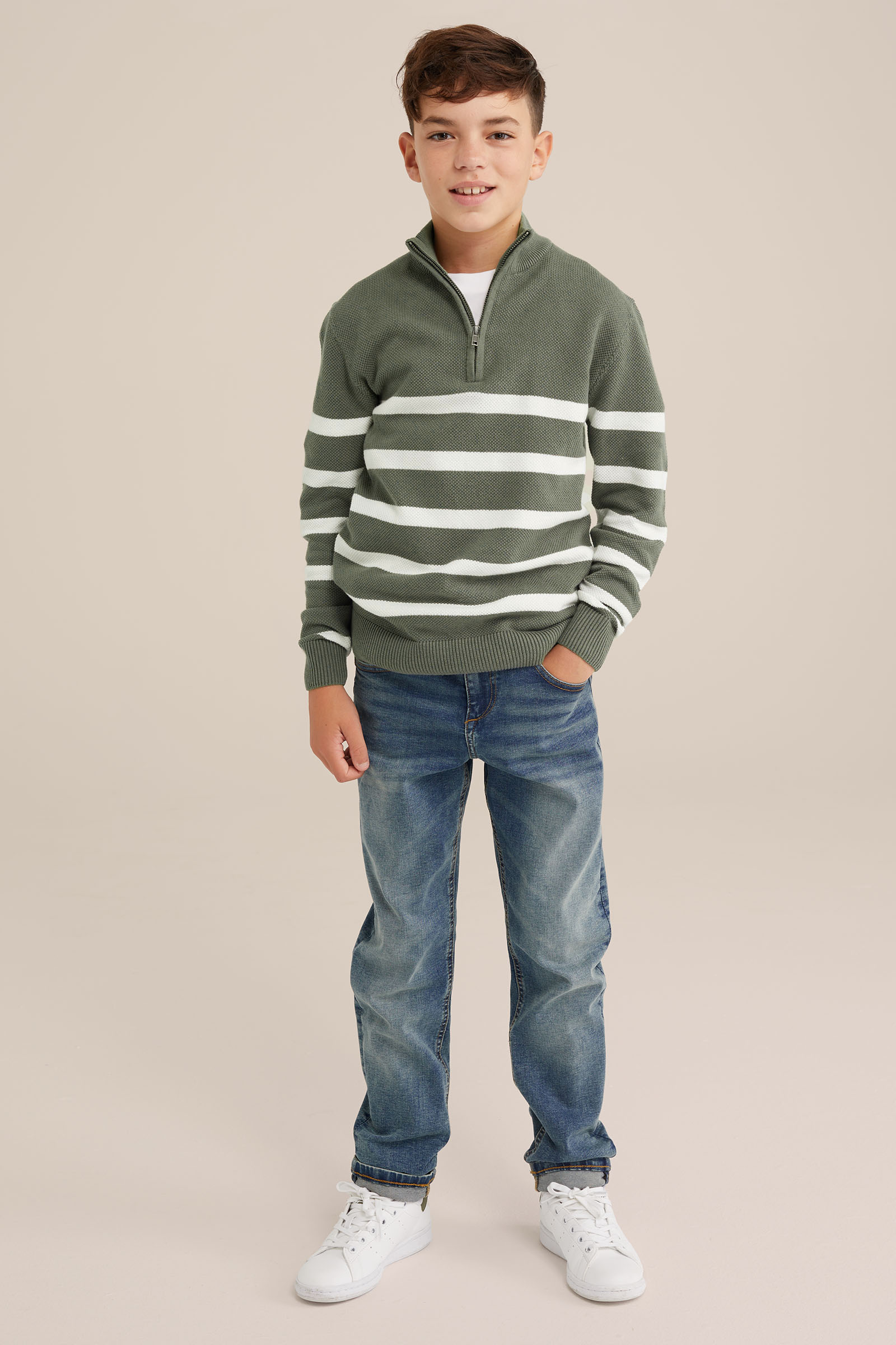 Jongens trui met structuur Blue Ridge Khaki