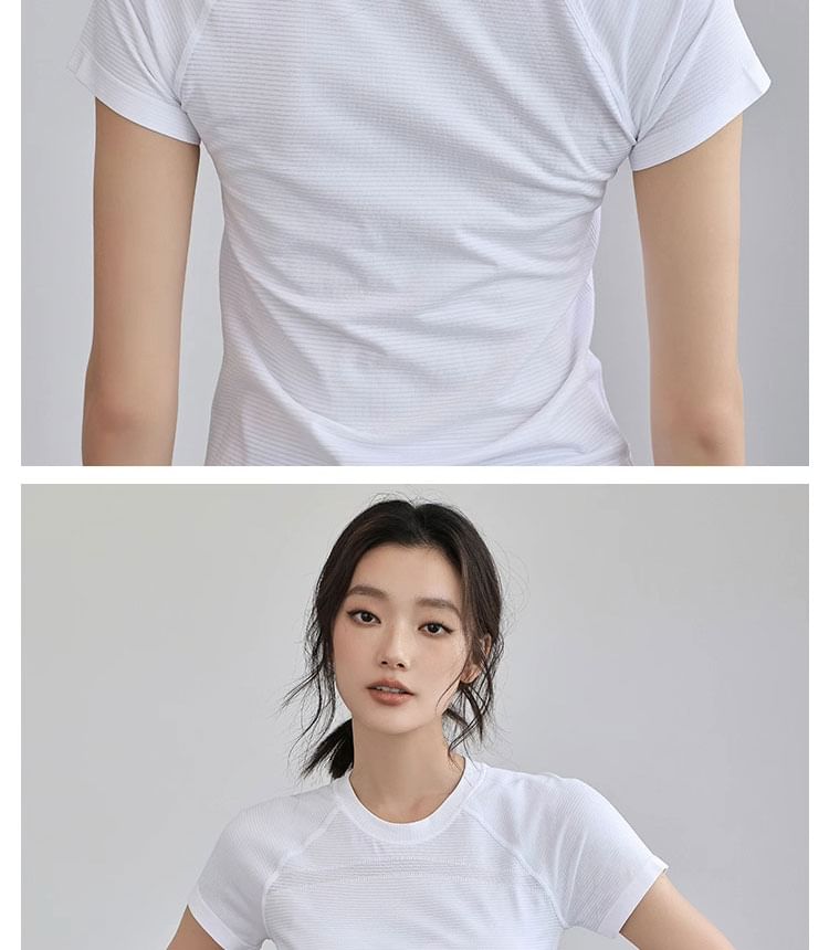 Claduodoe - T-shirt met korte mouwen, ronde hals en snel drogend effen