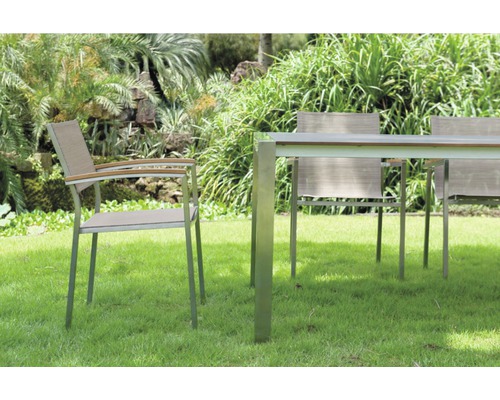Skye roestvrijstalen tuinmeubelset, 5-delig, beige