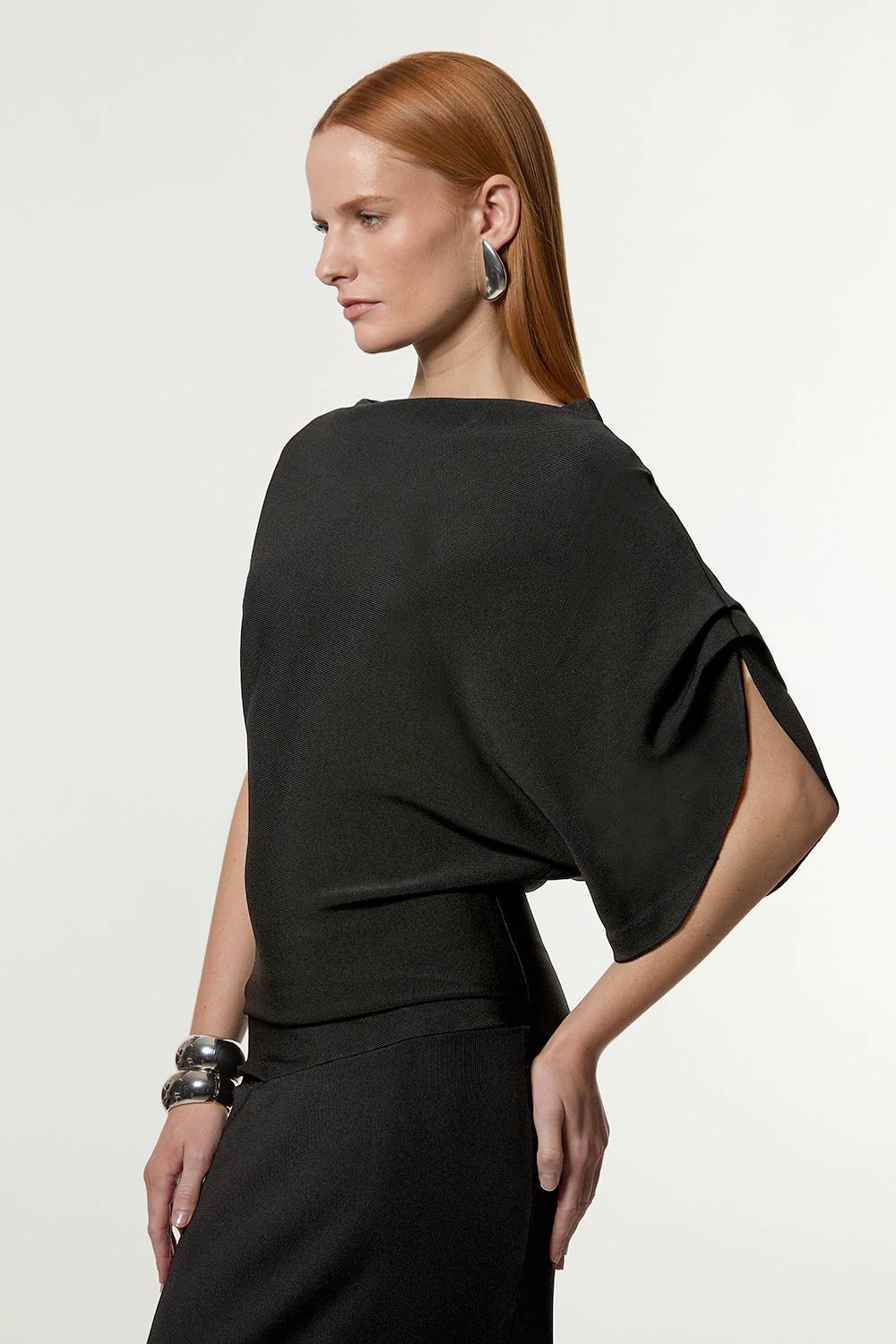 KarenMillen Robe maxi asymétrique à taille basse en tricot de viscose Slinky