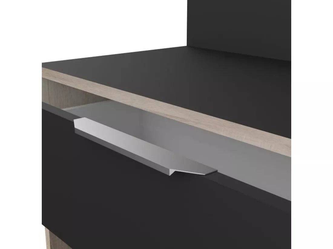 Buffet de cuisine L 123cm - Décor chene brut et noir - MIKE