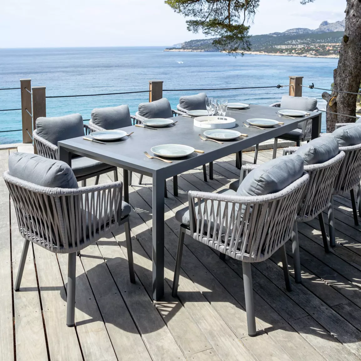 Lot de 2 fauteuils de jardin en aluminium Amalfi Gris anthracite