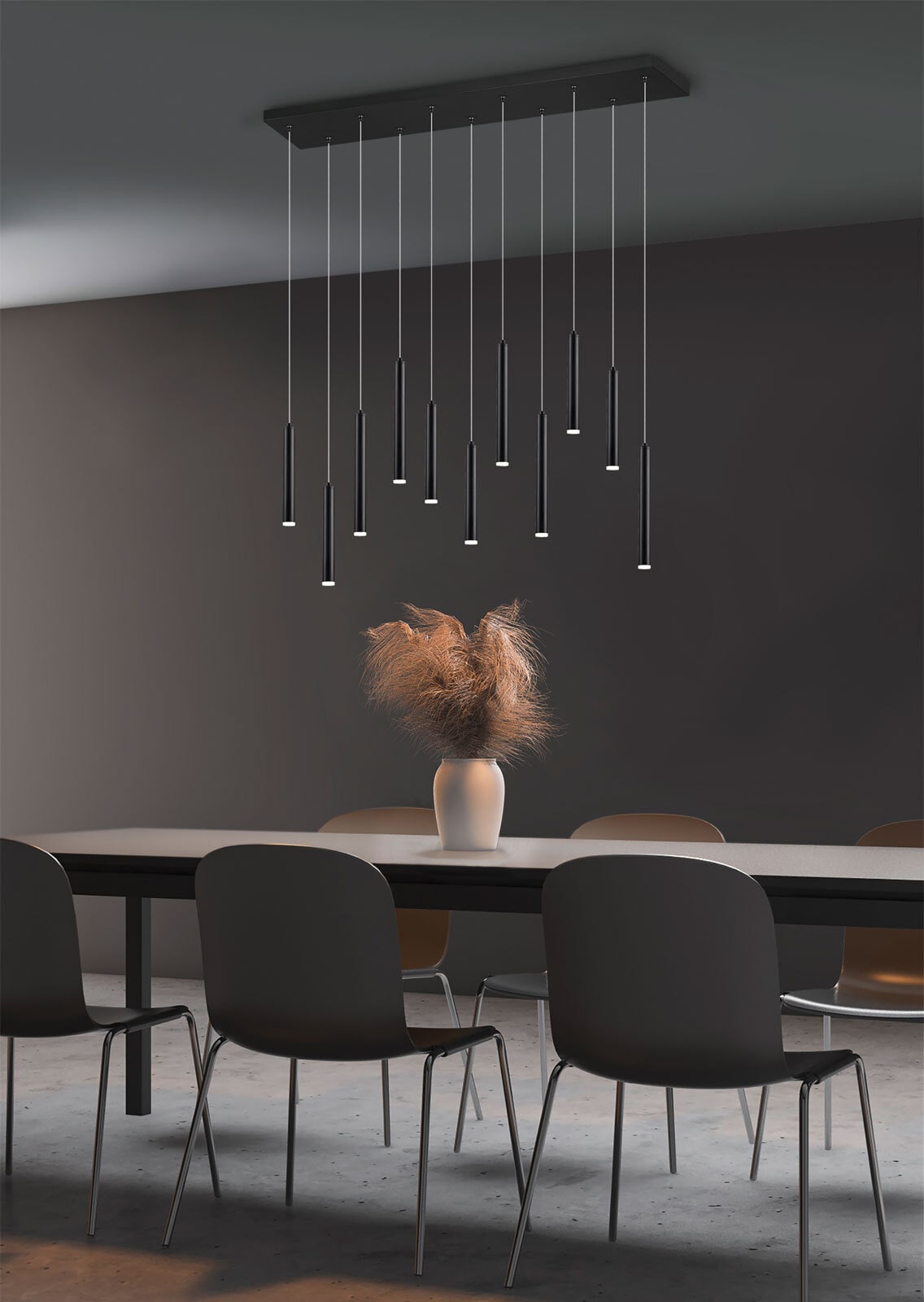 Tubular Pendelleuchte schwarz, 321611132, B/H/T: 115/150/15 cm, Metall