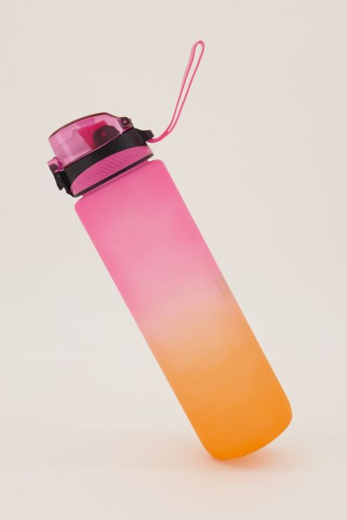 Roze en oranje waterfles