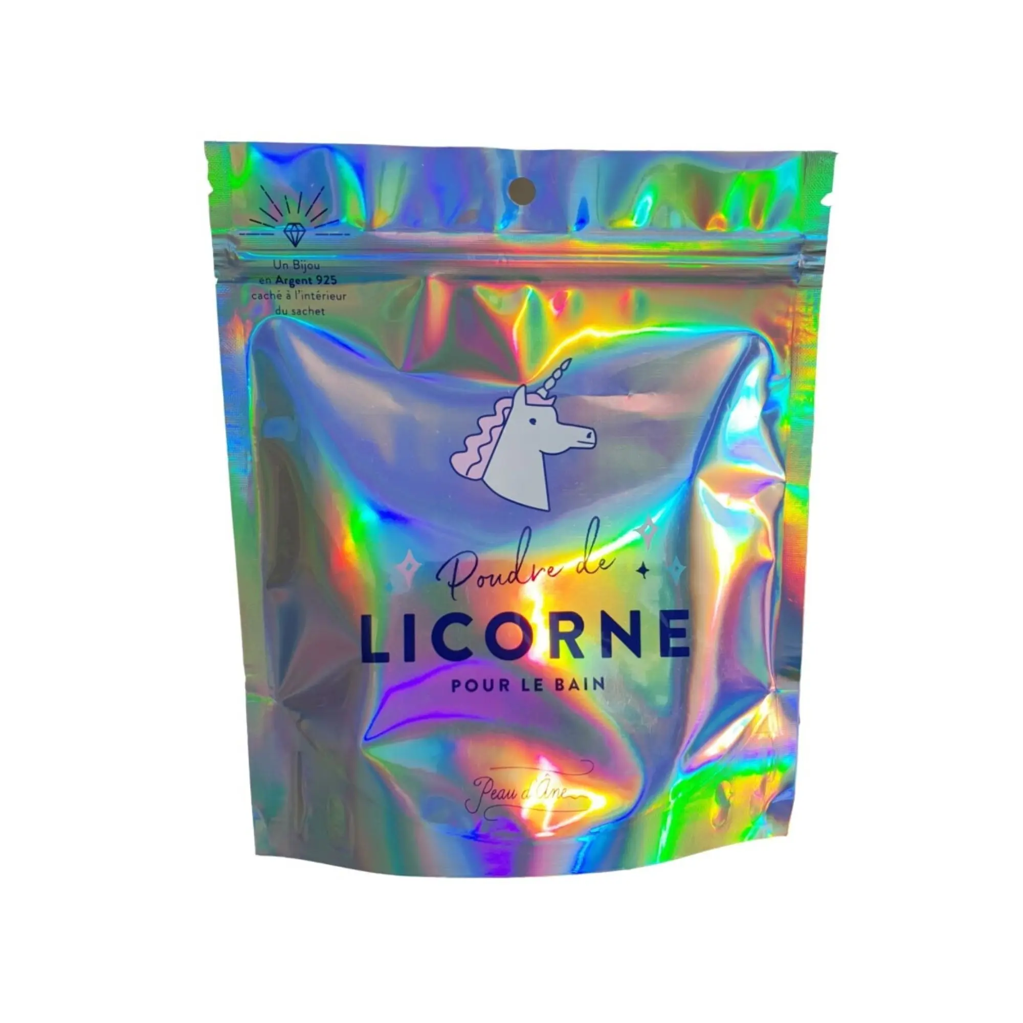 PEAU D'ANE - Poudre de Bain Licorne Poudre effervescente avec Bijou- Sels, perles et cubes de bain