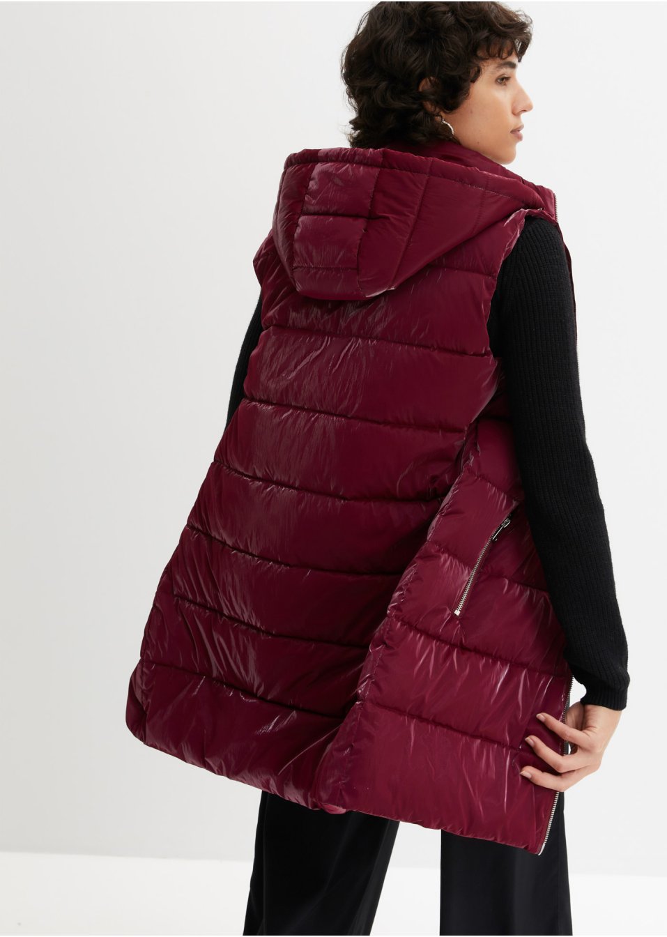 Veste longue sans manches avec effet brillant