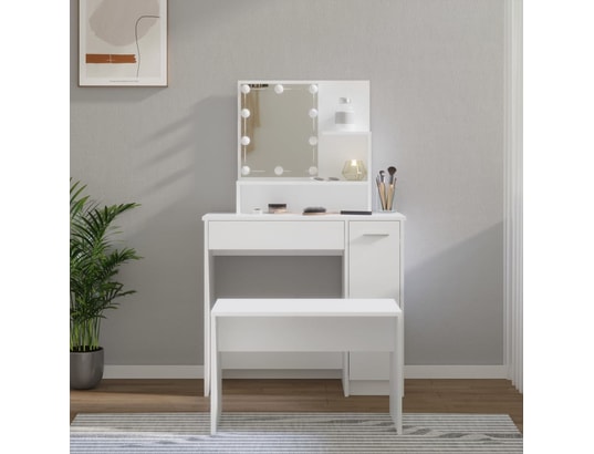 VIDAXL - Ensemble de coiffeuse avec led blanc bois d'ingénierie