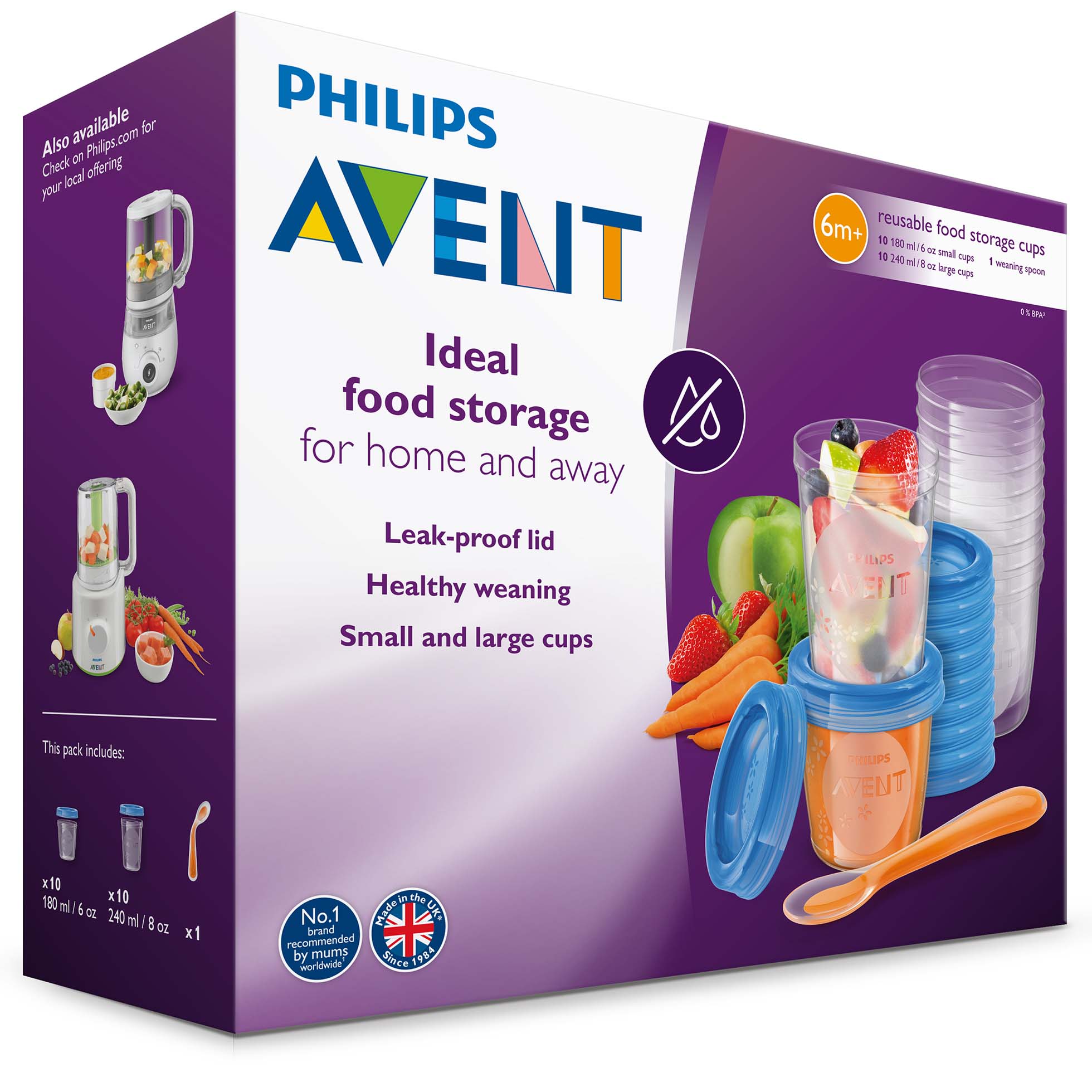 Philips Avent Bewaarbekers voor voeding -180 ml en 240 ml - 20 stuks naturel