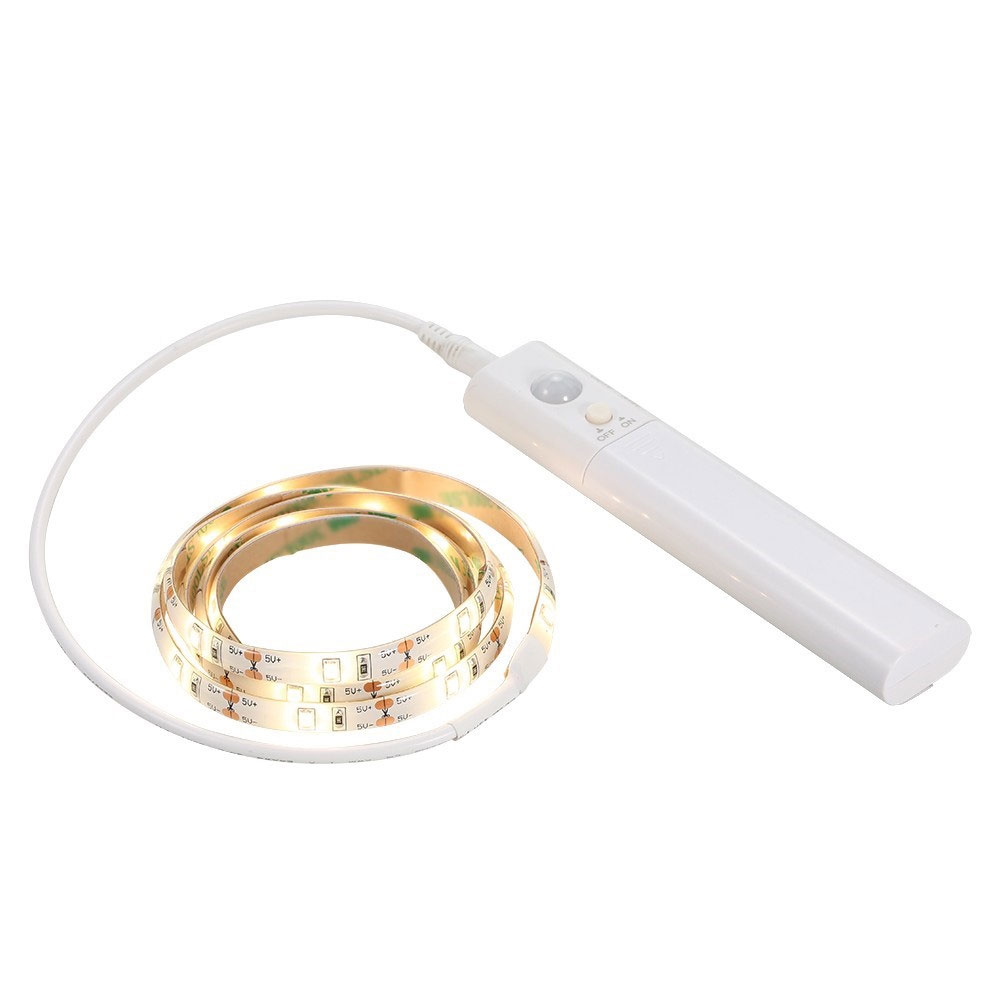 (1m) 30 LED's Licht Streifen Leiste Schrank Beleuchtung Kleiderschrank Leuchtsensor mit Bewegungssensor (IP65) - Warmweiss