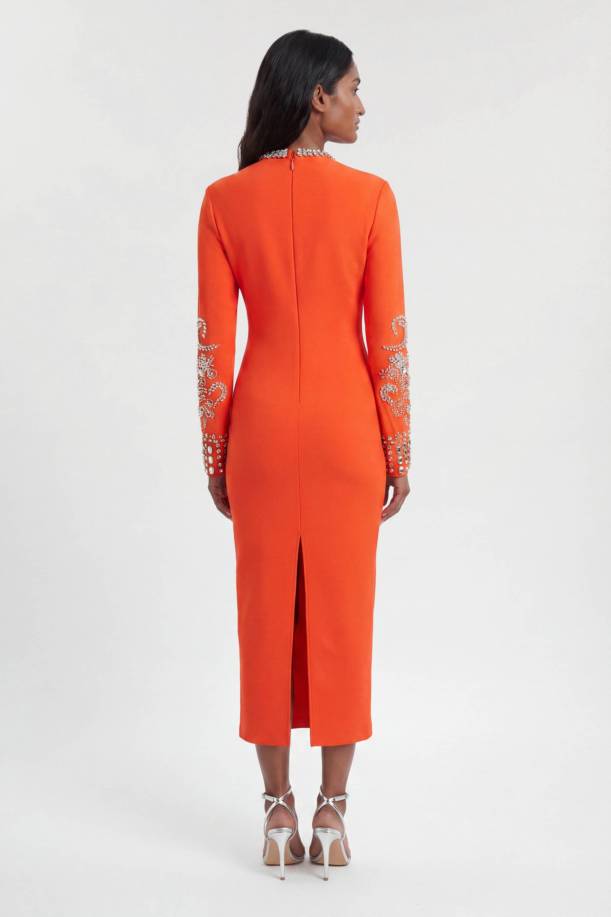 KarenMillen Robe Midi Moulante En Maille Bandage À Manches Larges Ornées