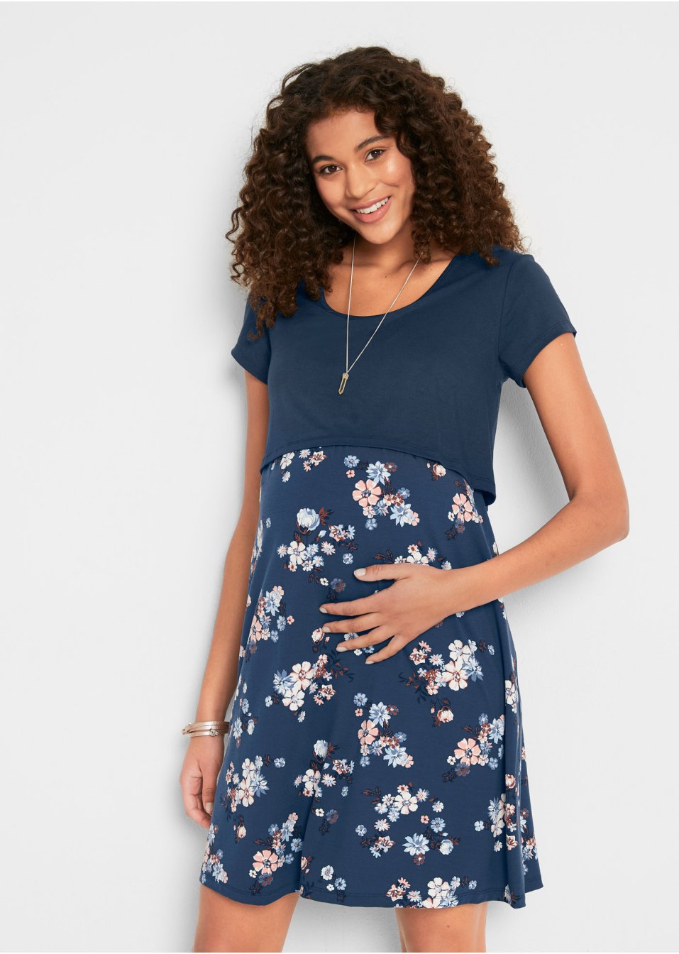 Robe de grossesse/d'allaitement, à fleurs