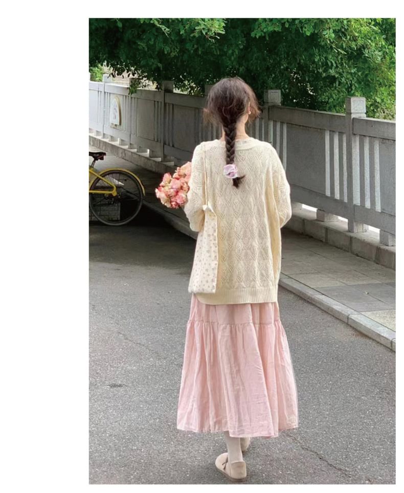 PERKARP - Hoge taille effen maxi A-lijn rok