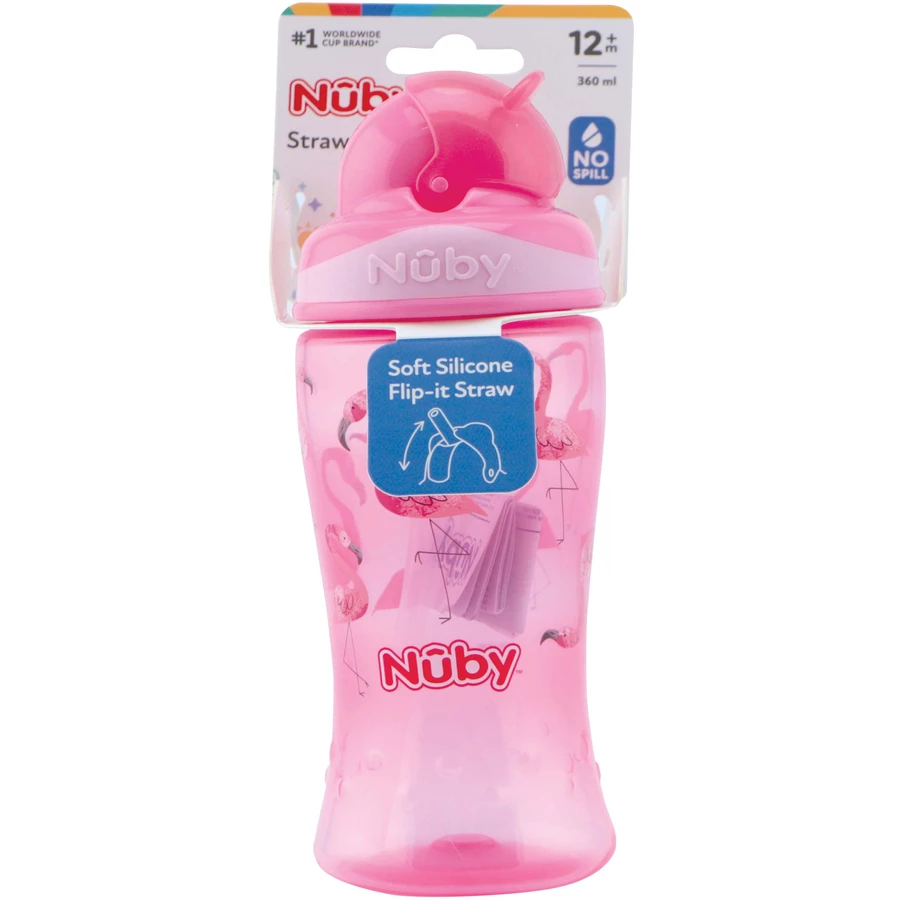 Nûby Trinkhalmflasche  Soft Flip-It  360ml ab 12 Monate, pink