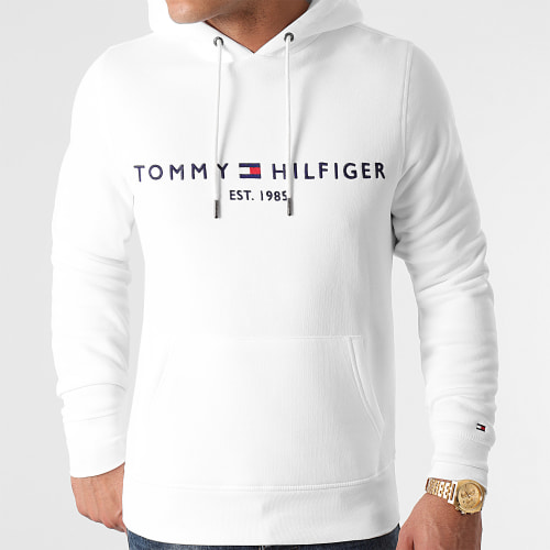 Sweat Capuche Tommy Logo 1599 Blanc
