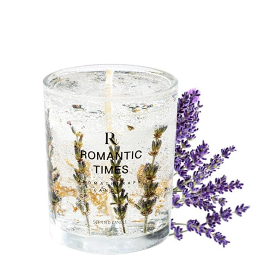 Duft Kerze im Glas Aromatherapie Home Deko Gel Wachs Kerze Blumen - Lavendel