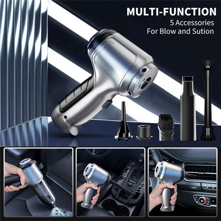 (120 Watt) Kabelloser Akku Hand Staubsauger mit Reinigungsaufsätzen für Haushalt / Auto  - Schwarz