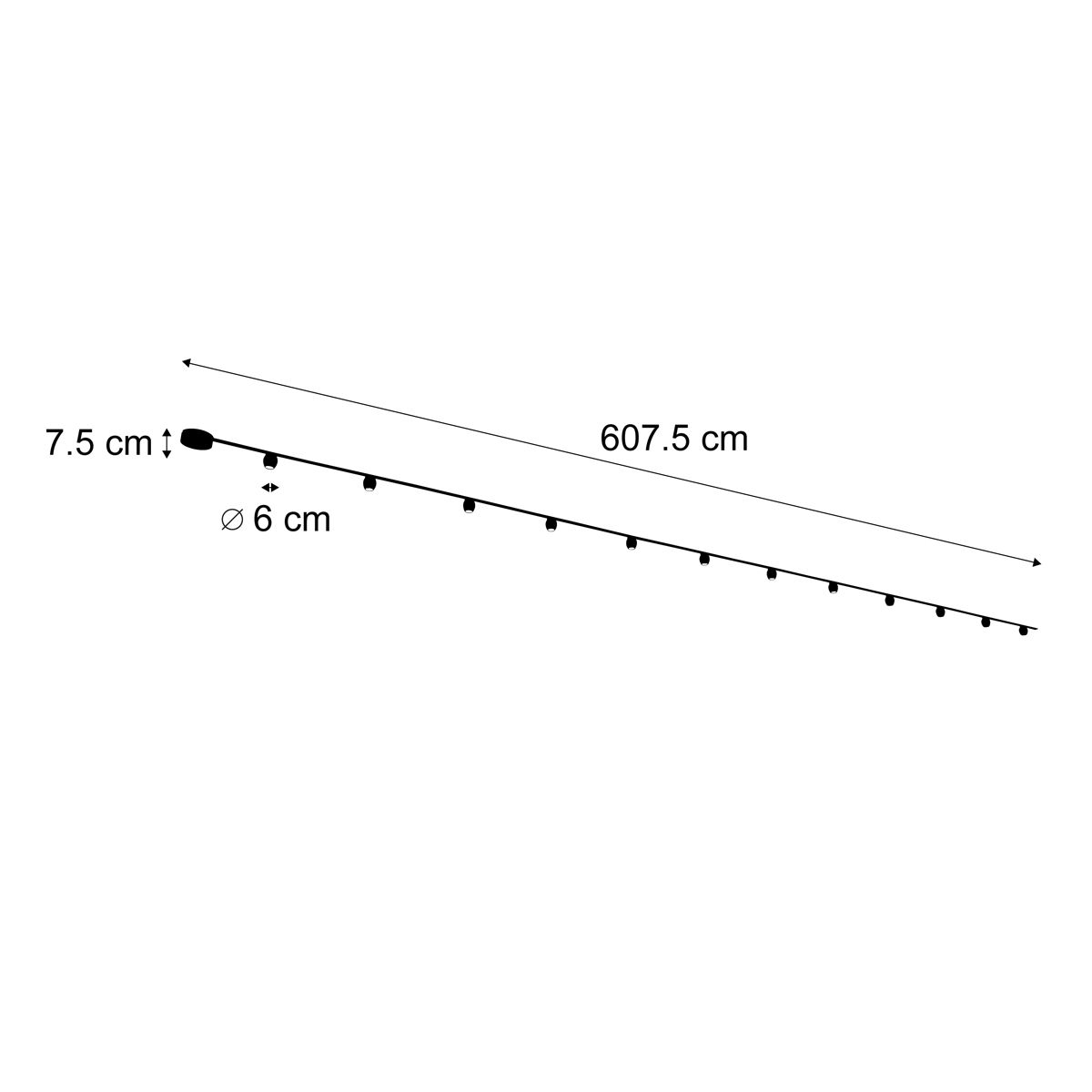 Modern railsysteem met 12 spots zwart 1-fase - Magnetic Zagaye