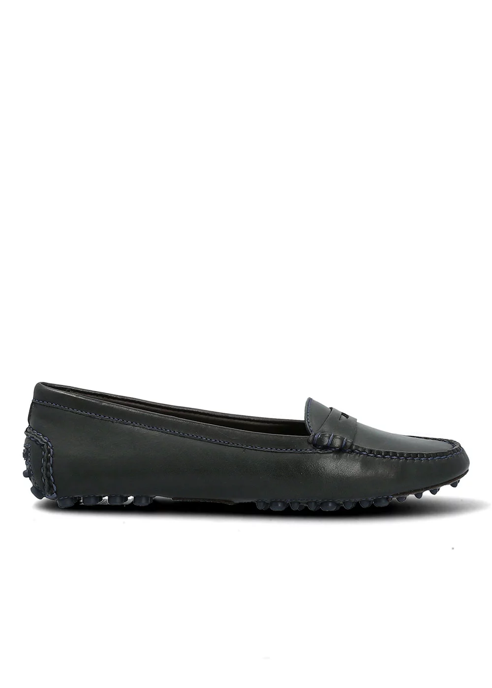 MOCASSIN ROUND DRIVER CUIR MARINE