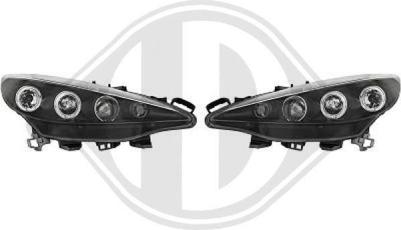 Peugeot - Diederichs 4226380 - Koplampen Set - Zwart - Rond - Met Navigatielicht