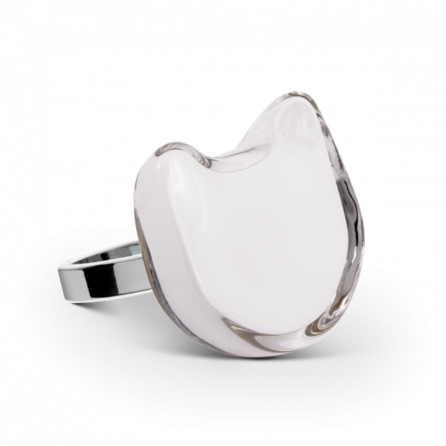 Bague en verre soufflé - Chat Medium Milk