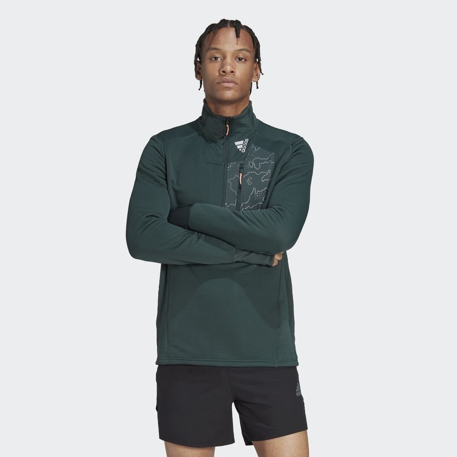adidas Haut Running X-City COLD.RDY Fermeture Éclair 1/4 - Vert/Orange