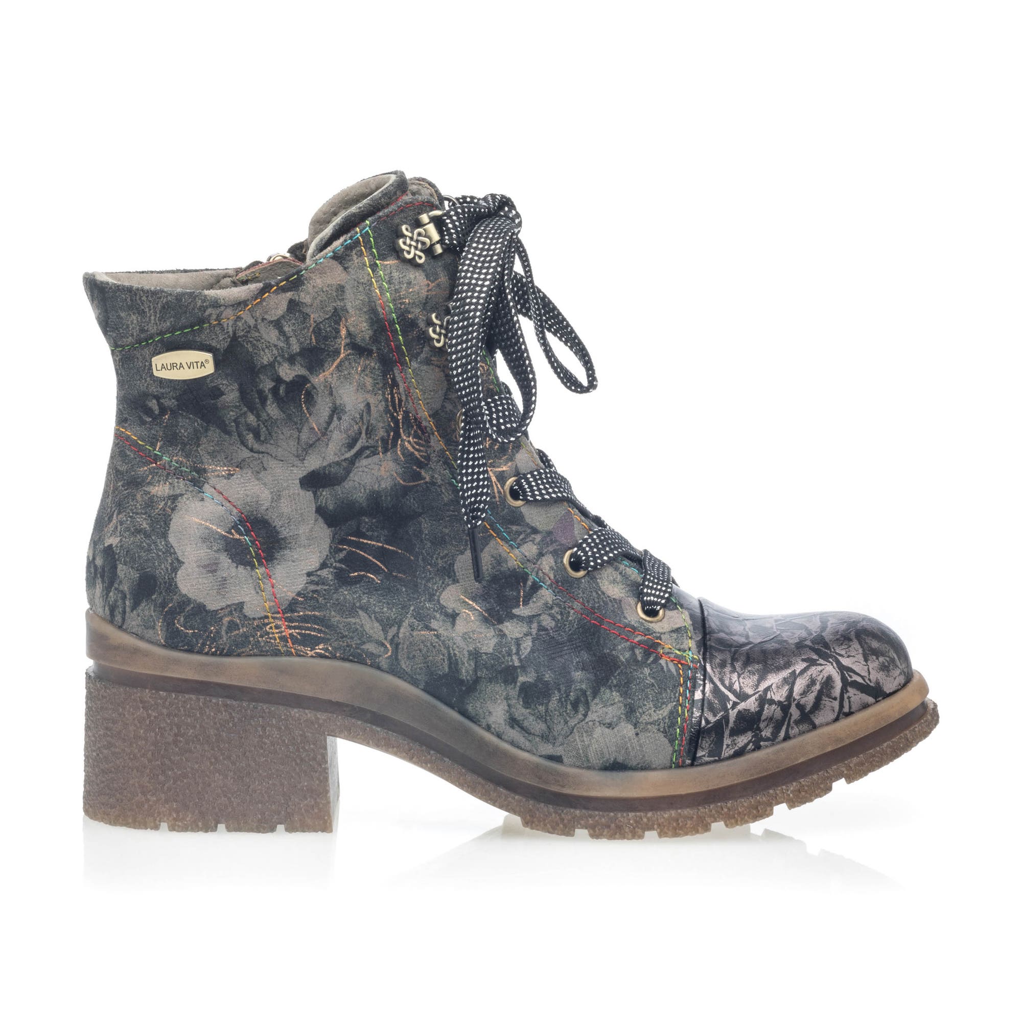Bottines à lacets à talon Femme kaki