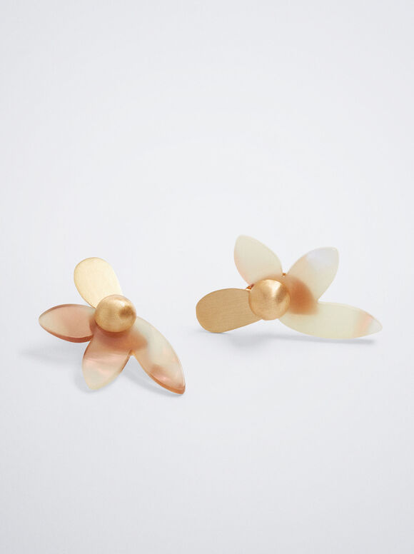 Pendientes Flor Con Resina - Multicor