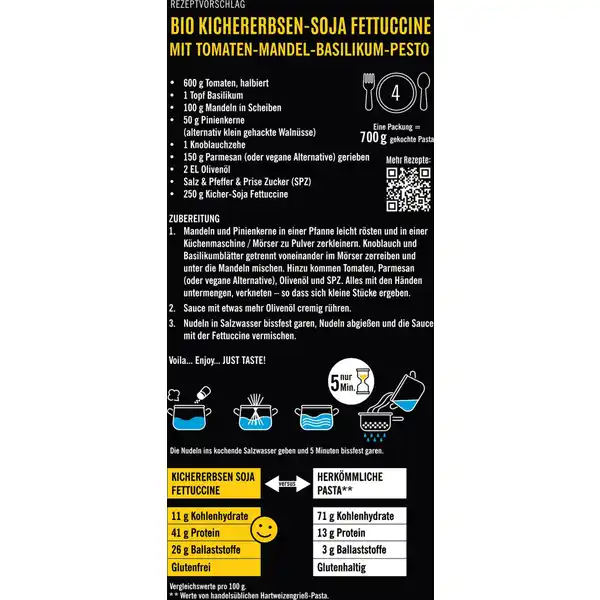 Bio Kichererbsen Soja Fettuccine