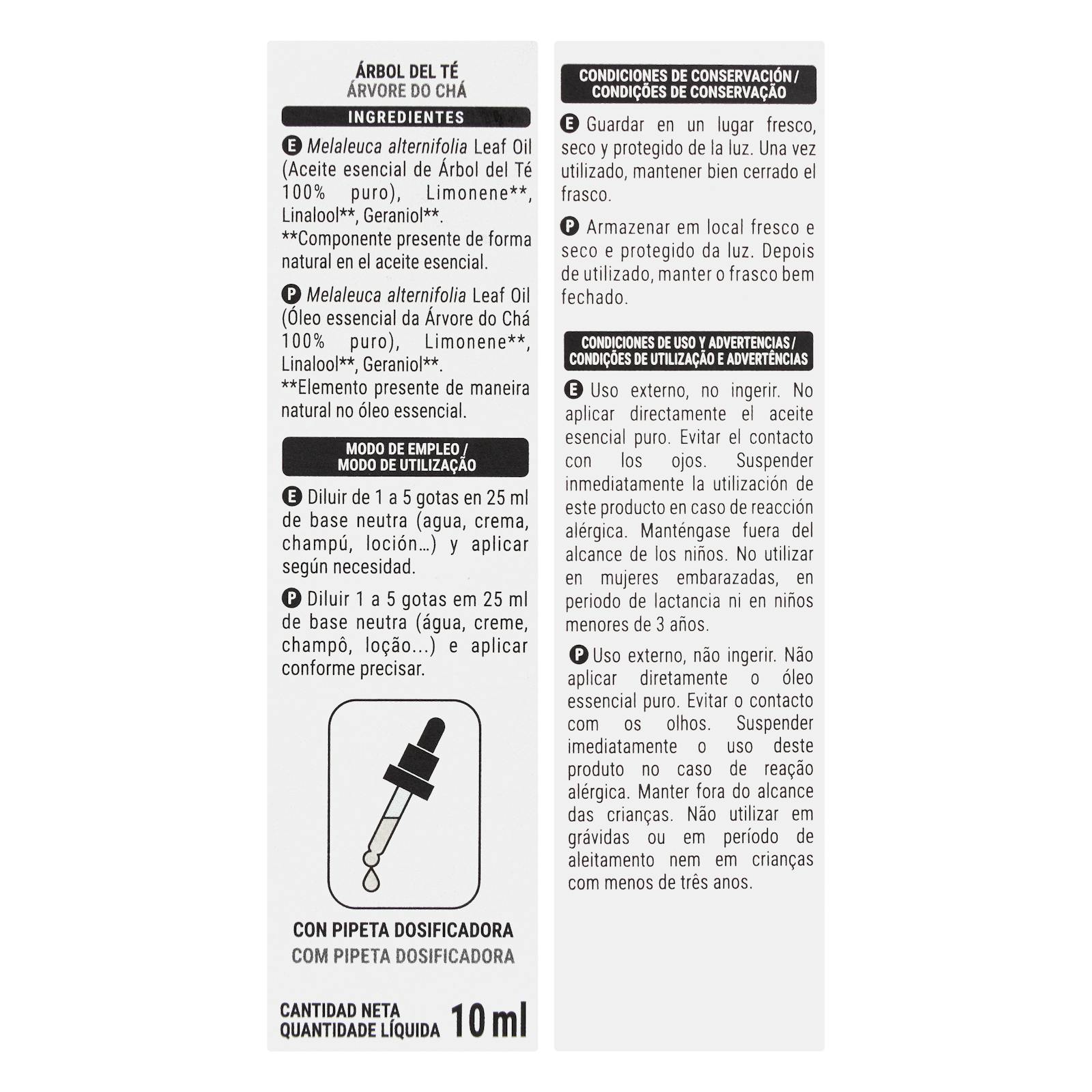 Huile d'arbre à thé 100 % pure Deliplus avec pipette doseuse