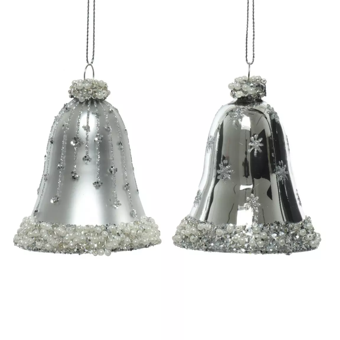 Lot de 2 clochettes en verre (H8 cm) Kristina Argent