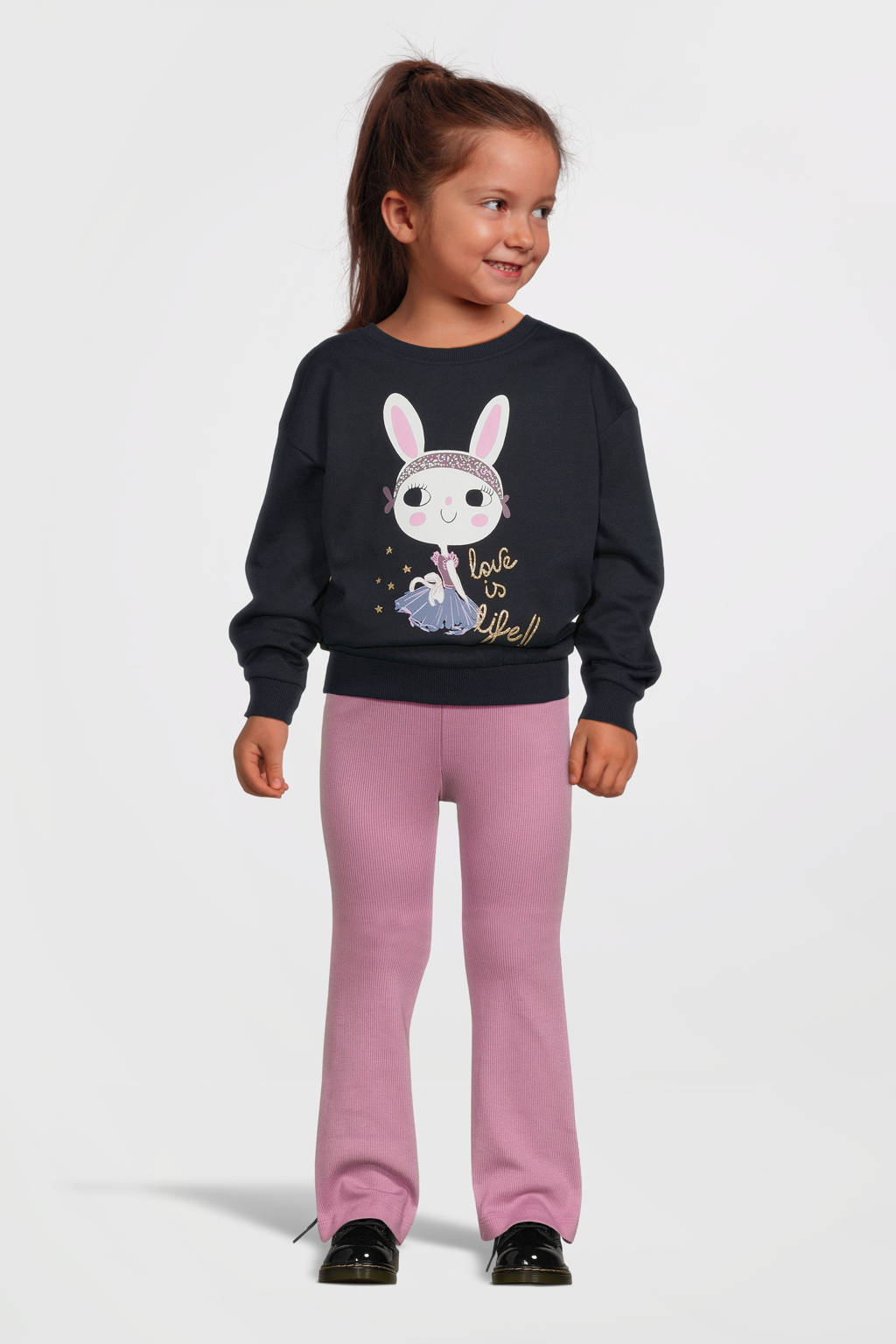 NAME IT sweater NMFVILOUI met printopdruk donkerblauw