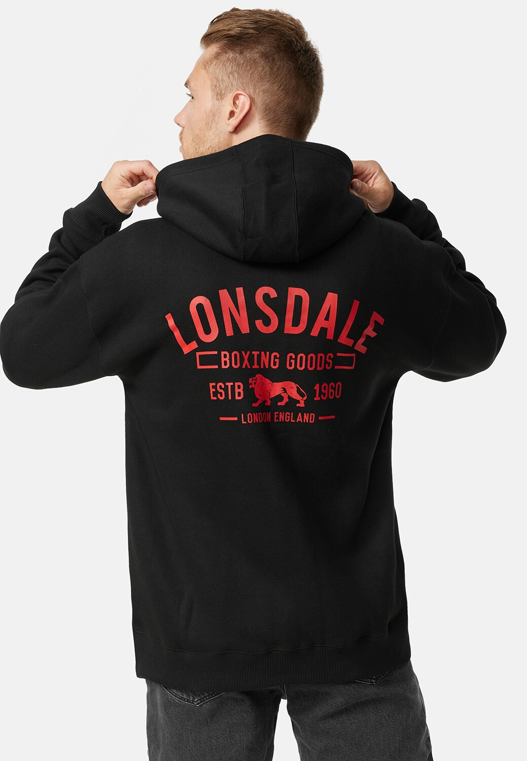 Lonsdale Herren Kapuzensweatjacke mit Reißverschluss Oversize LATHERON