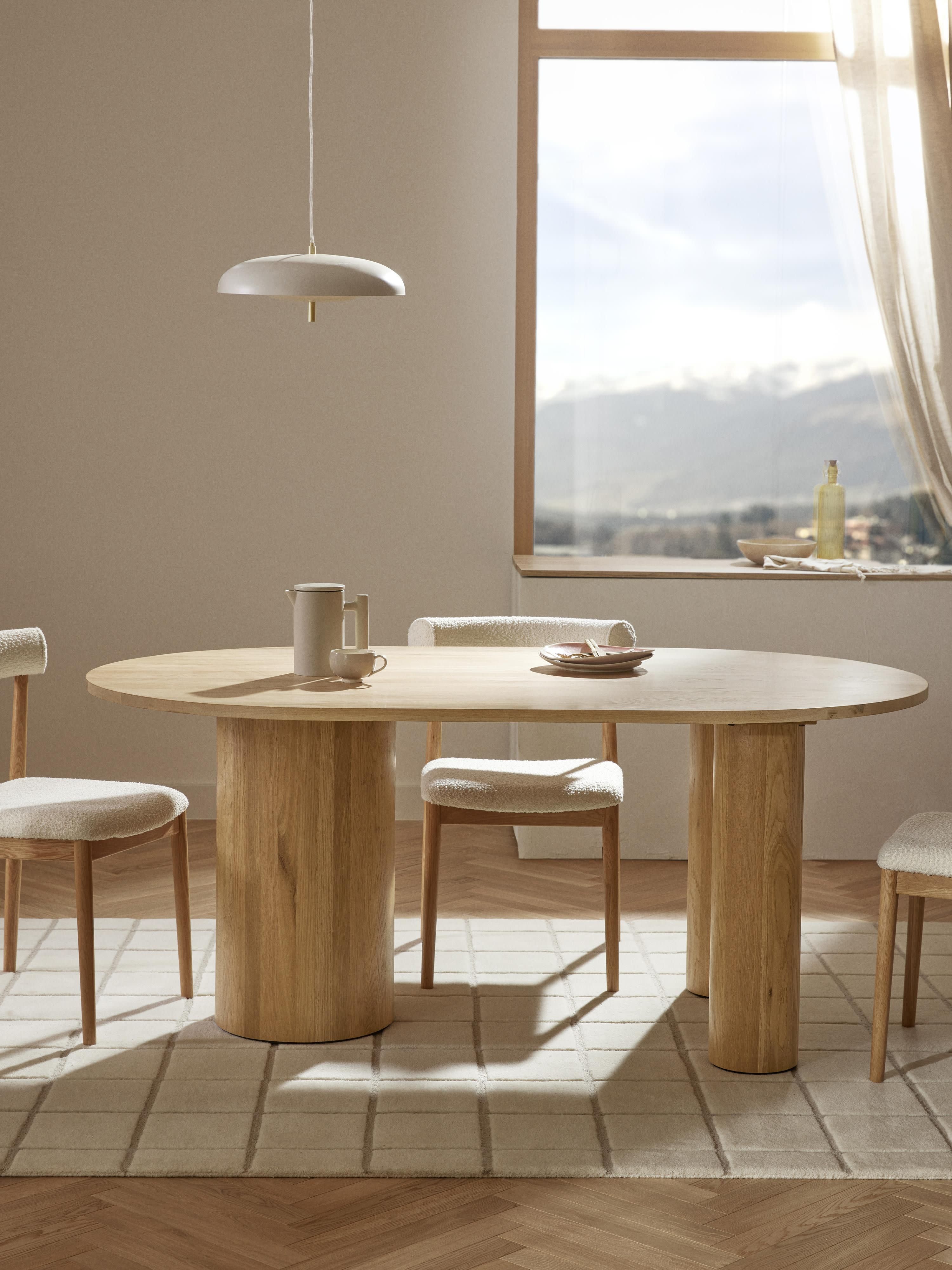 Ovale eettafel Dunia van eikenhout, in verschillende formaten