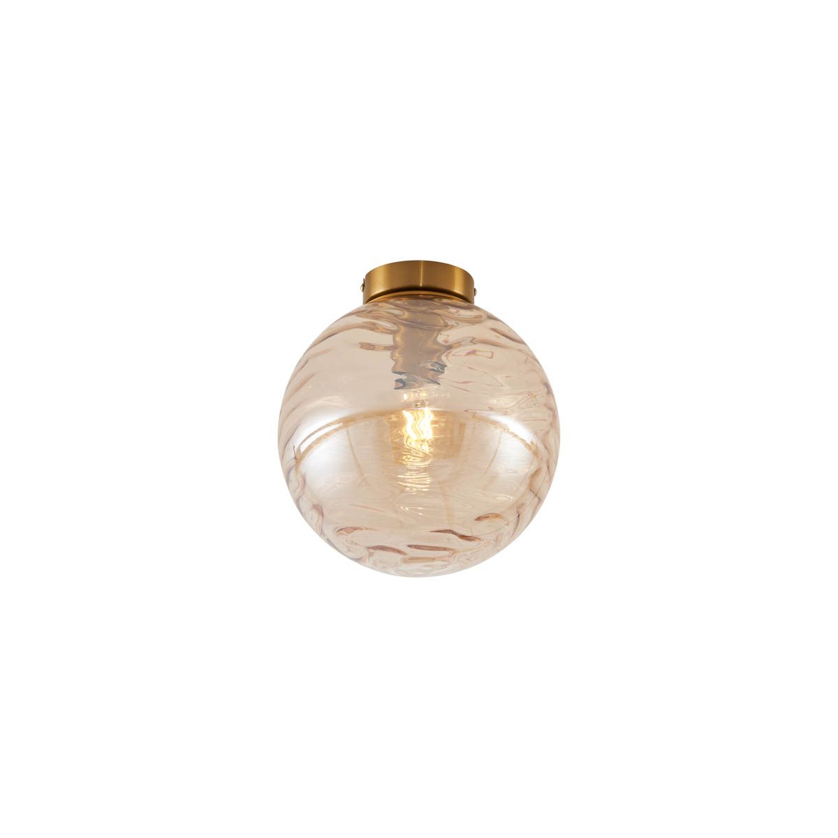 Design plafondlamp messing met amber fading glas - Pillon