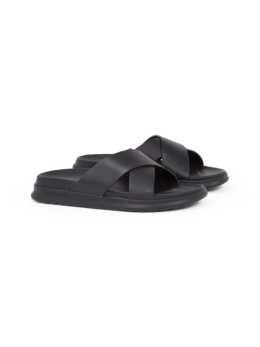 TOMMY HILFIGER<br>Mules de couro com estampa de densidade