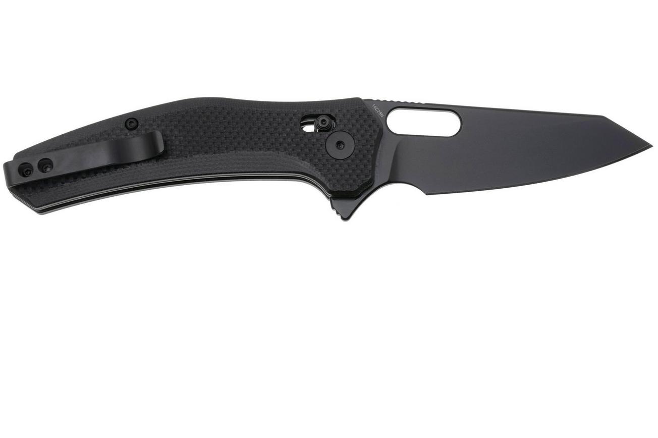 QSP Knife Emu 164-C2, Black 14C28N, Black Coarse G10, zakmes