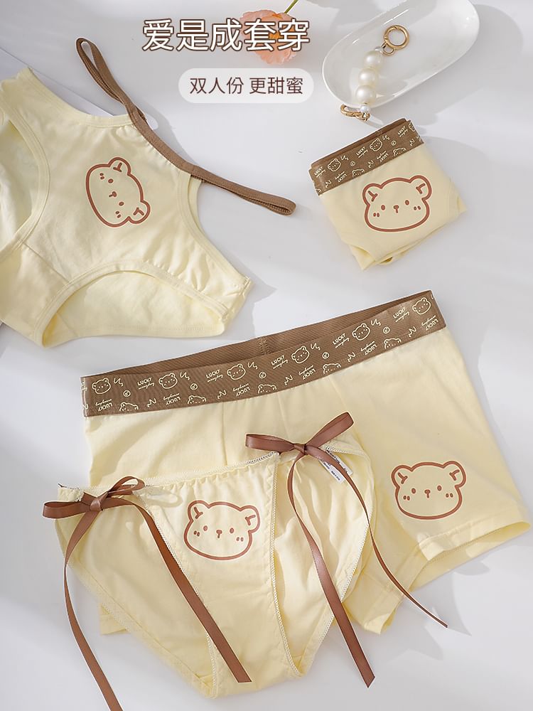 Pancherry - Matching set voor koppels: boxershort met berenprint + panty