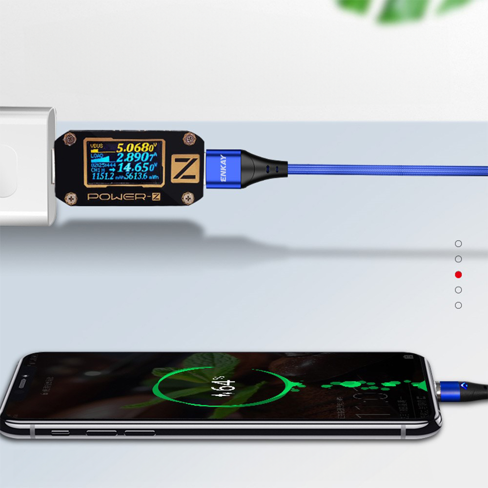 (2m) 3A 2in1 Magnetisches USB A Ladekabel USB C / Lightning LED Leuchtendes Datenkabel - Silber
