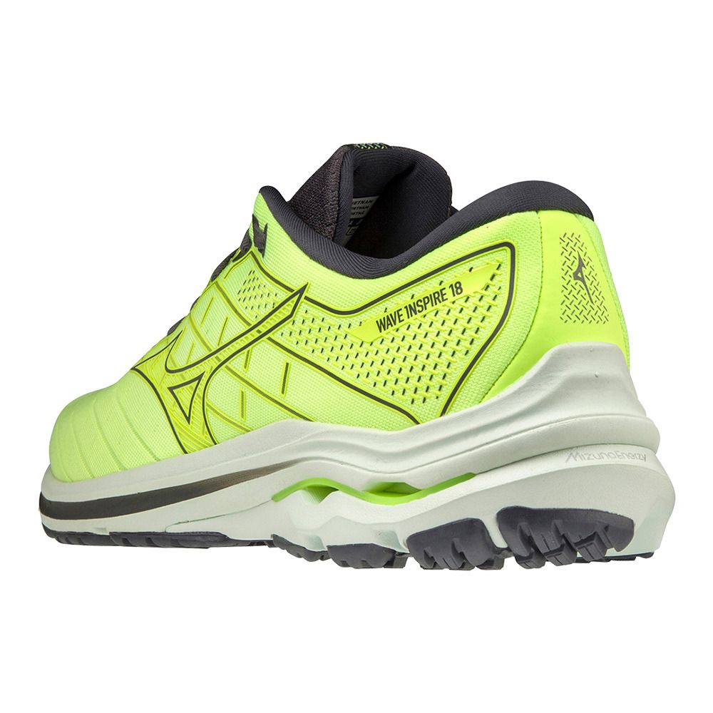 Mizuno WAVE INSPIRE 18 - Chaussures running Homme neolime/mistyblue/ebony